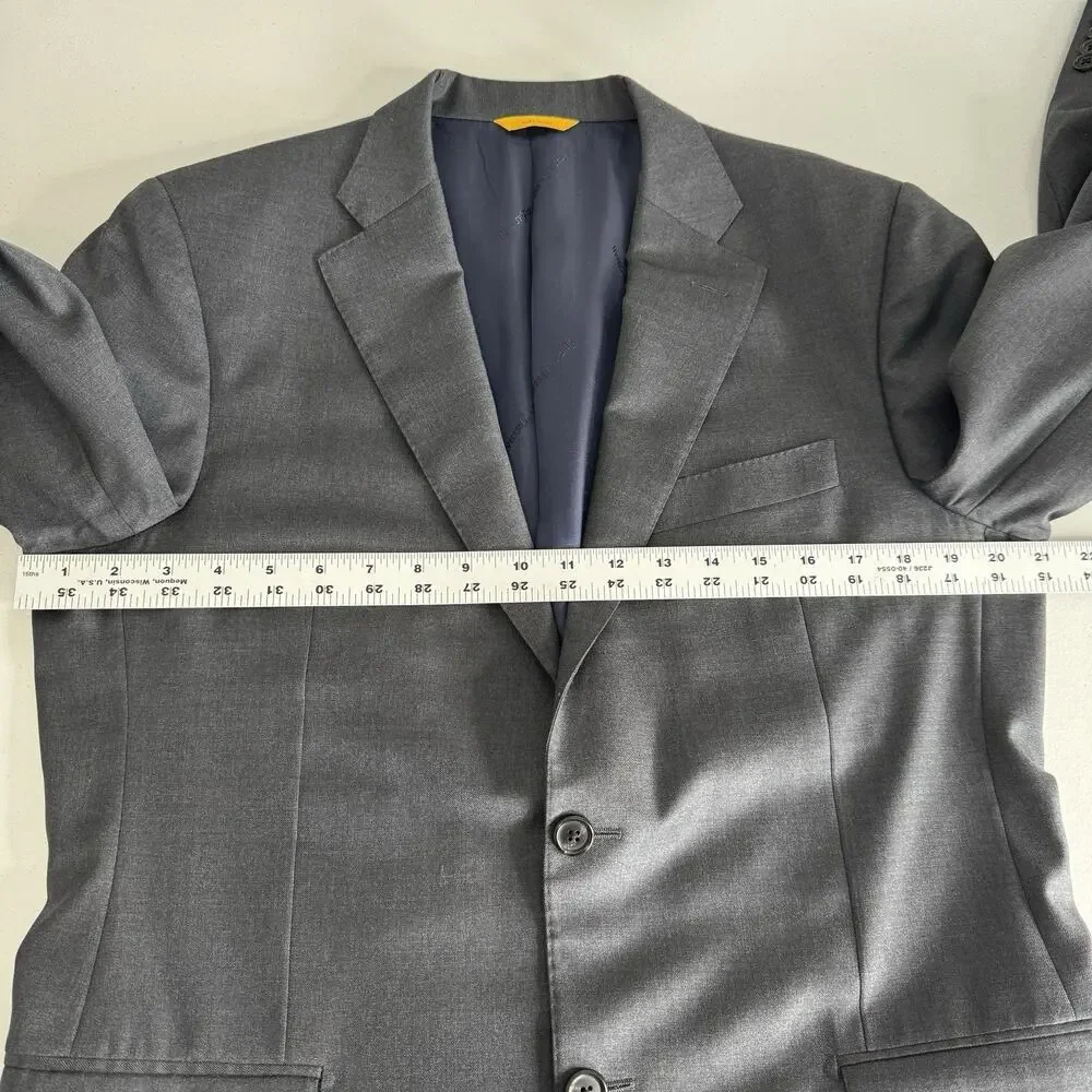 Hickey Freeman Beacon Blazer Mens 40R Gray Worsted Wool Sport Coat Jacket Career
